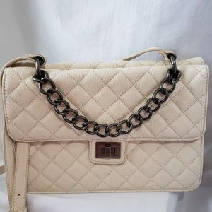 Forever 21 Cream Quilted Pattern Handbag